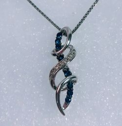 NIB Natural Tanzanite Diamond Accents Sterling Silver 9” L Necklace