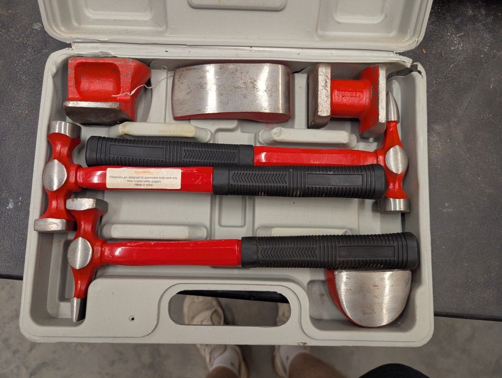 7-Piece Auto Body Hammer & Dolly Set With Case