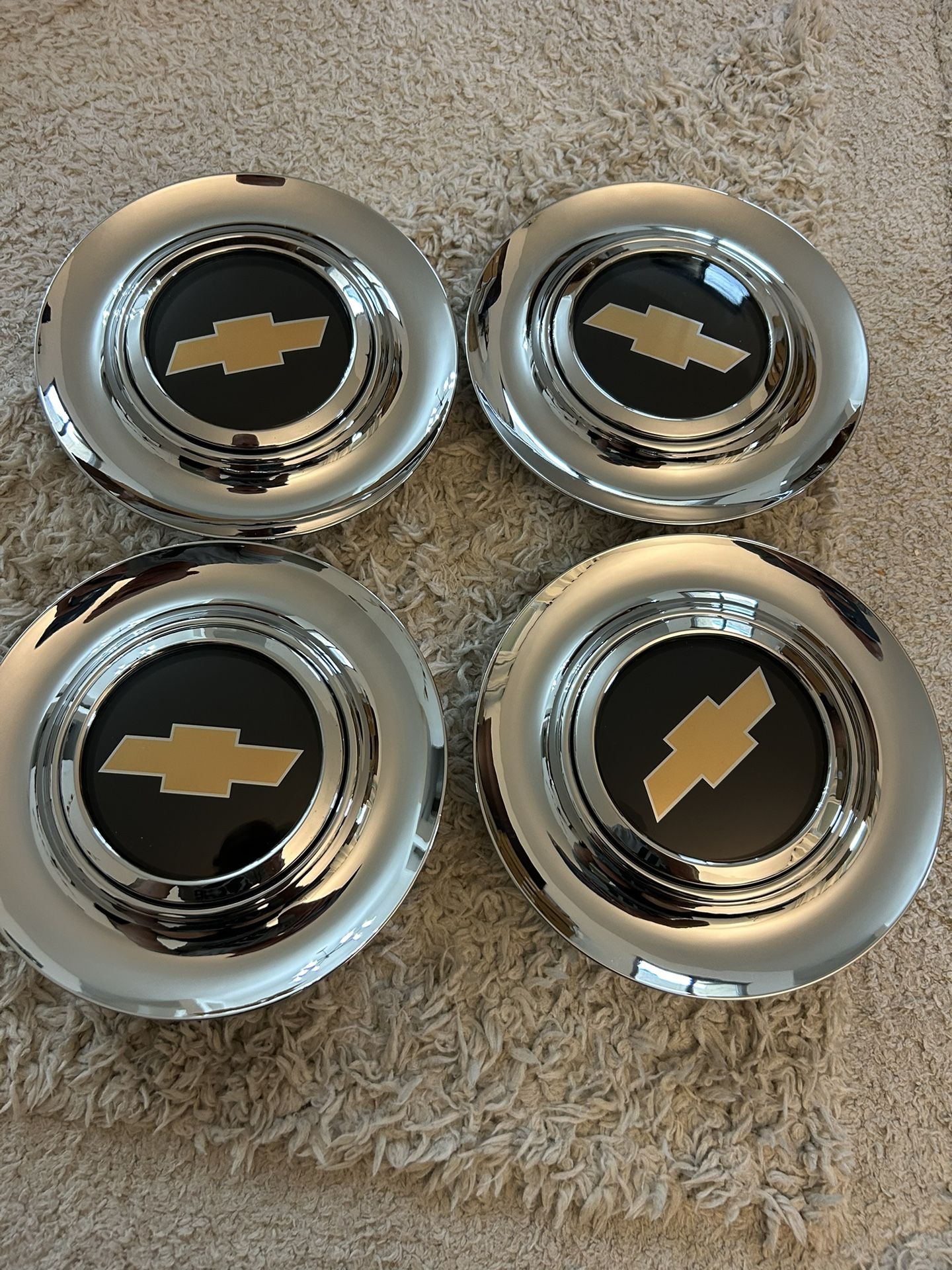 Set Of 4 Chevrolet Silver Floating Center Caps Forgiato XL Hubcap Rim Emblem