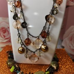 #2205, RETIRED JEWELRY, SIGNED "PREMIER DESIGNES" NATURAL ROCKS AND GLASS SET
