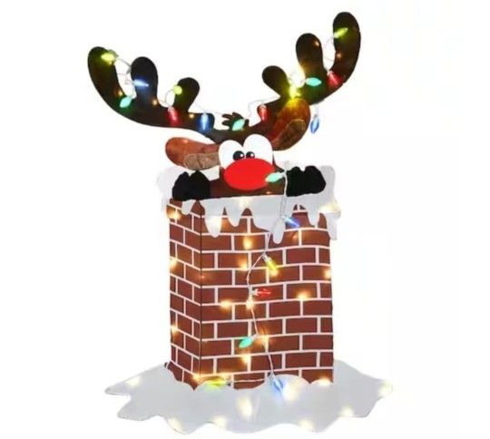 47'' Pre-Lit Reindeer Stuck in Chimney Decoration