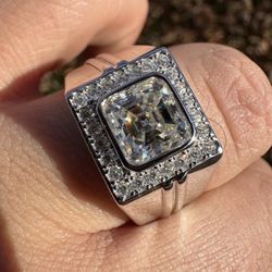 Moissanite (Asscher Cut) Ring 925 Size 7