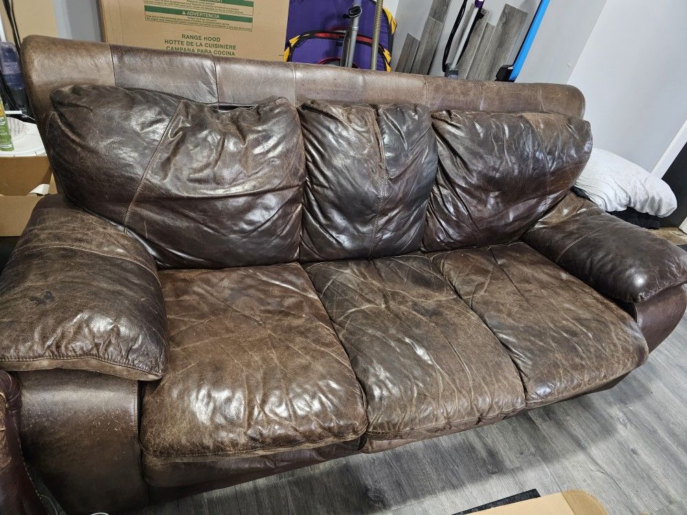 Leather Sofa and Chair