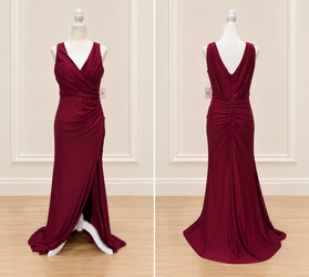 Bordeaux Elegance One-Shoulder Draped Satin Maxi Dress