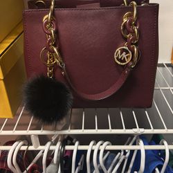 Michael Kors Bag With Michael Kors Fur Ball Key Chain Brand New
