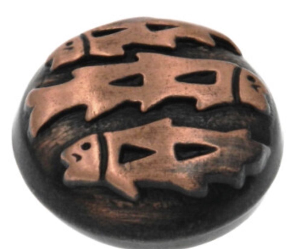 Vintage 20- Hickory Belwith Southwest Lodge Antique Solid Copper Round Cabinet Knob P374-AC