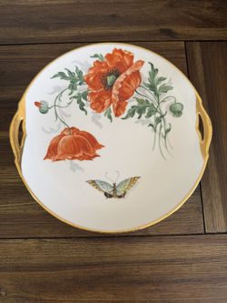 Antique KPM Germany Hand-Painted Porcelain Tray with Floral Design and Gold Accents - Rare