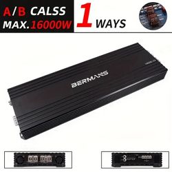 New in box Competition-Grade 16000W Single-Channel Car Audio Amplifier - Class D High-Power Design with MP3 Cable, Low Distortion & Shocking Bass for 