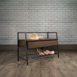  North Avenue Storage Bench, Smoked Oak finish