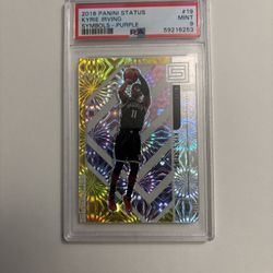 2018 Panini Status Kyrie Irving Nets Symbols Purple Graded Mint PSA 9