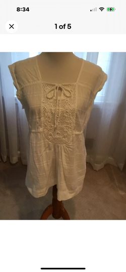 Calvin Klein White Sleeveless 100 % Cotton Top Size M