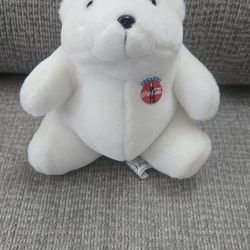 Vtg 1993 Coca Cola Small White Plush Stuffed Animal Polar Bear Collector Toy