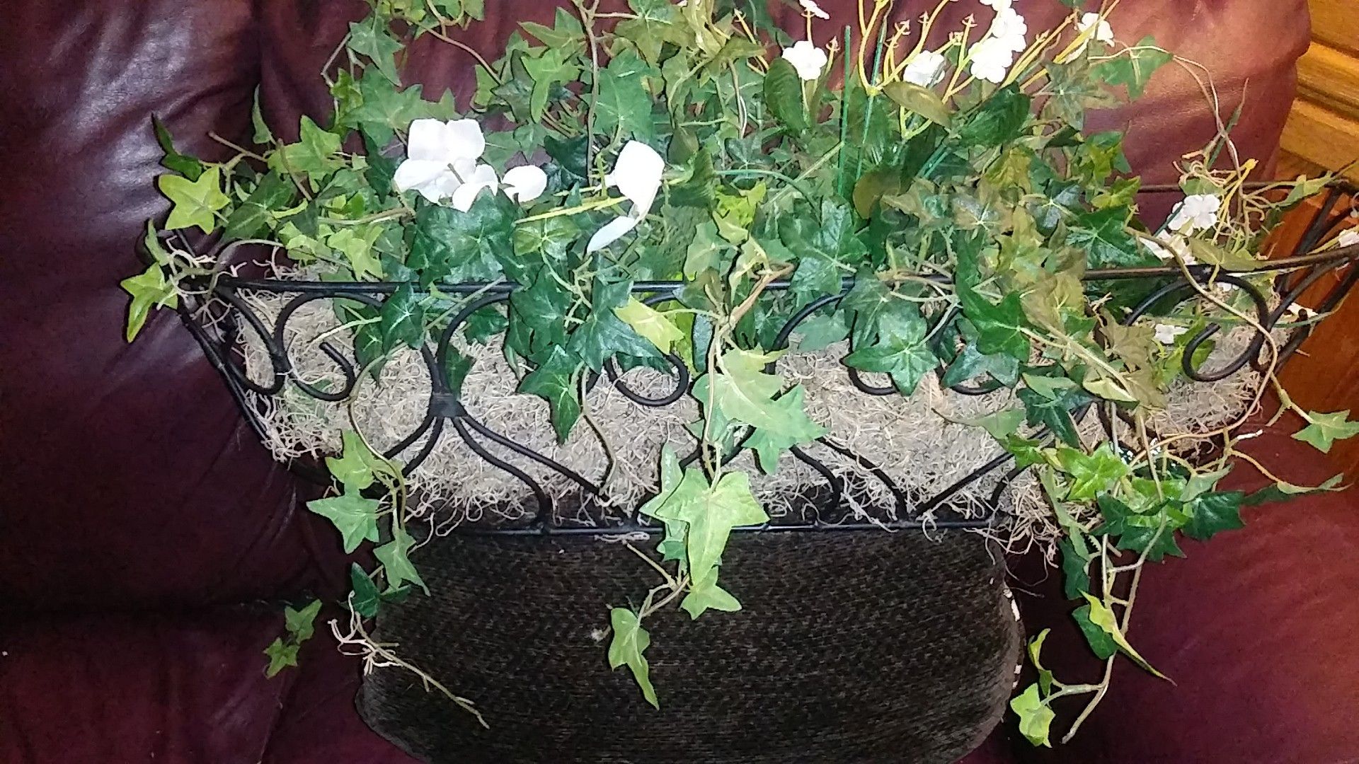 Black Wrought Iron hanging basket