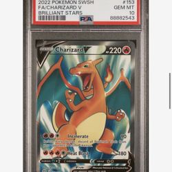 Pokemon Charizard V - 153/172 - PSA 10 Brilliant Stars Full Art