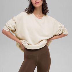 Alo Yoga Chill Crew Neck Pullover XS 2-4 Bone