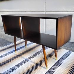 * NEW * hand crafted MCM vinyl record cabinet stand shelf console turntable mid century modern