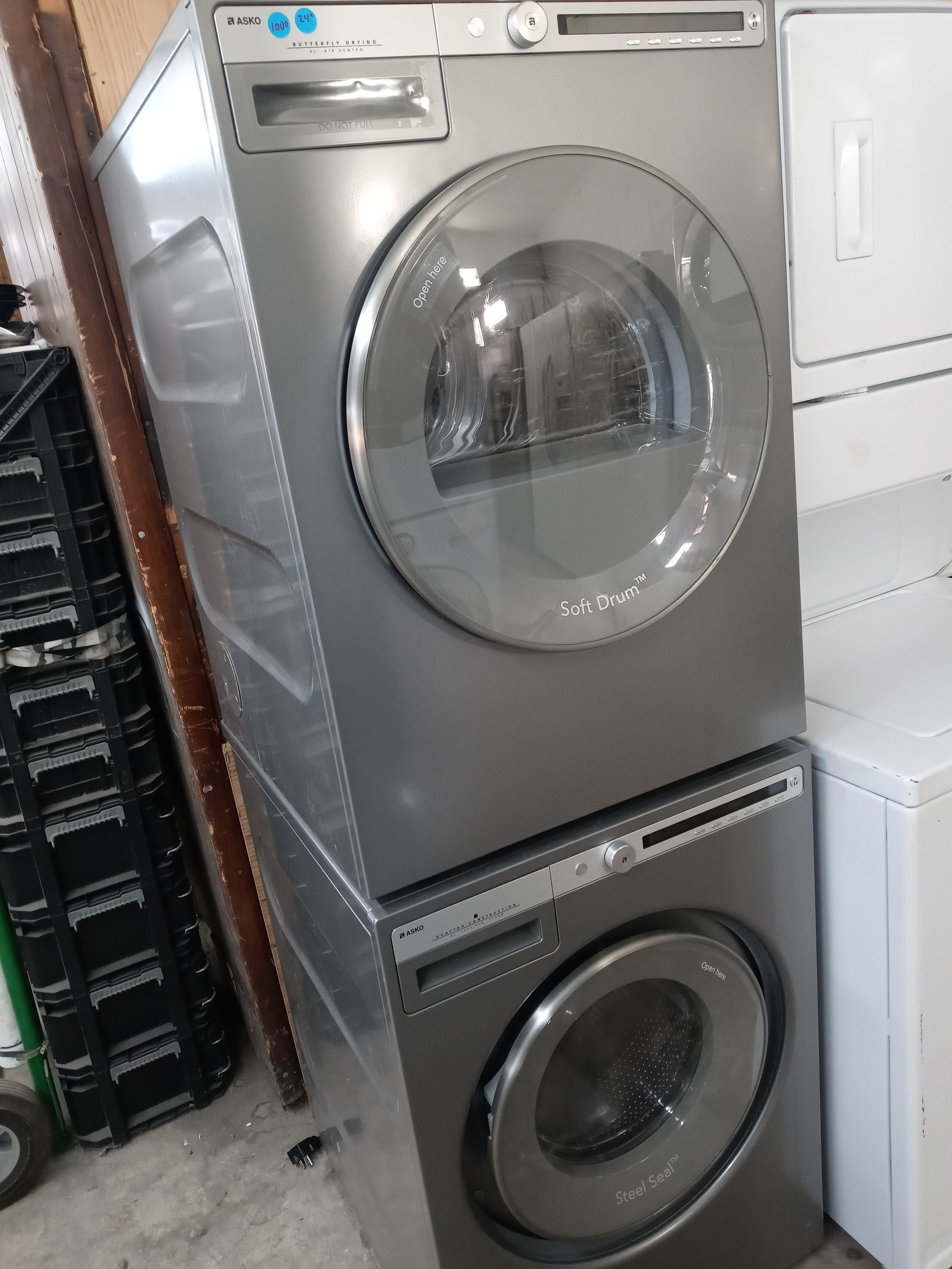 Asko 24" light gray stackable front load washer and dryer set - Free delivery