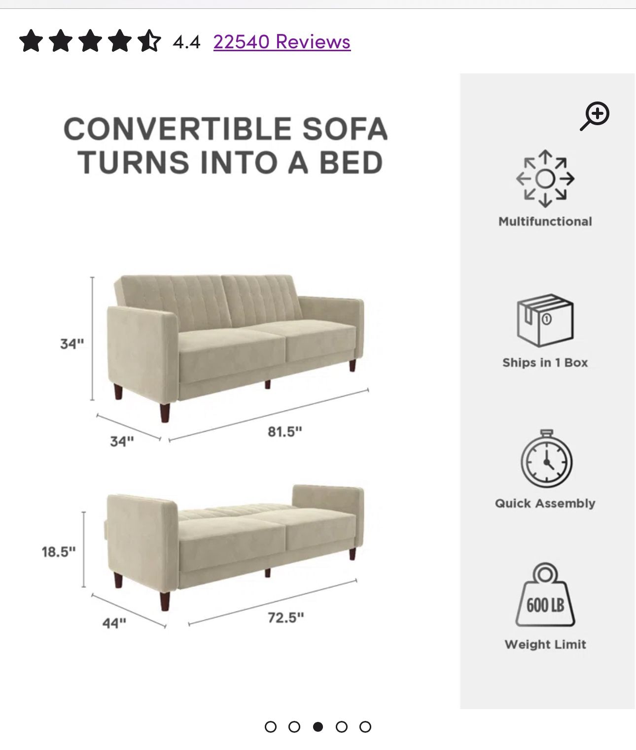 Tan Velvet Sleeper Sofa