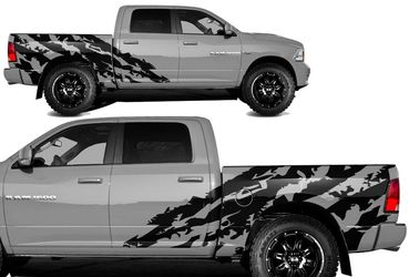 Matte Black Shred Side Graphics Kit for Dodge Ram 5.7 Bed