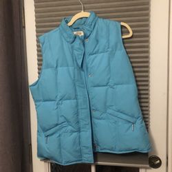 Talbots Women’s Baby Blue Puffer Vest With Attached Hood