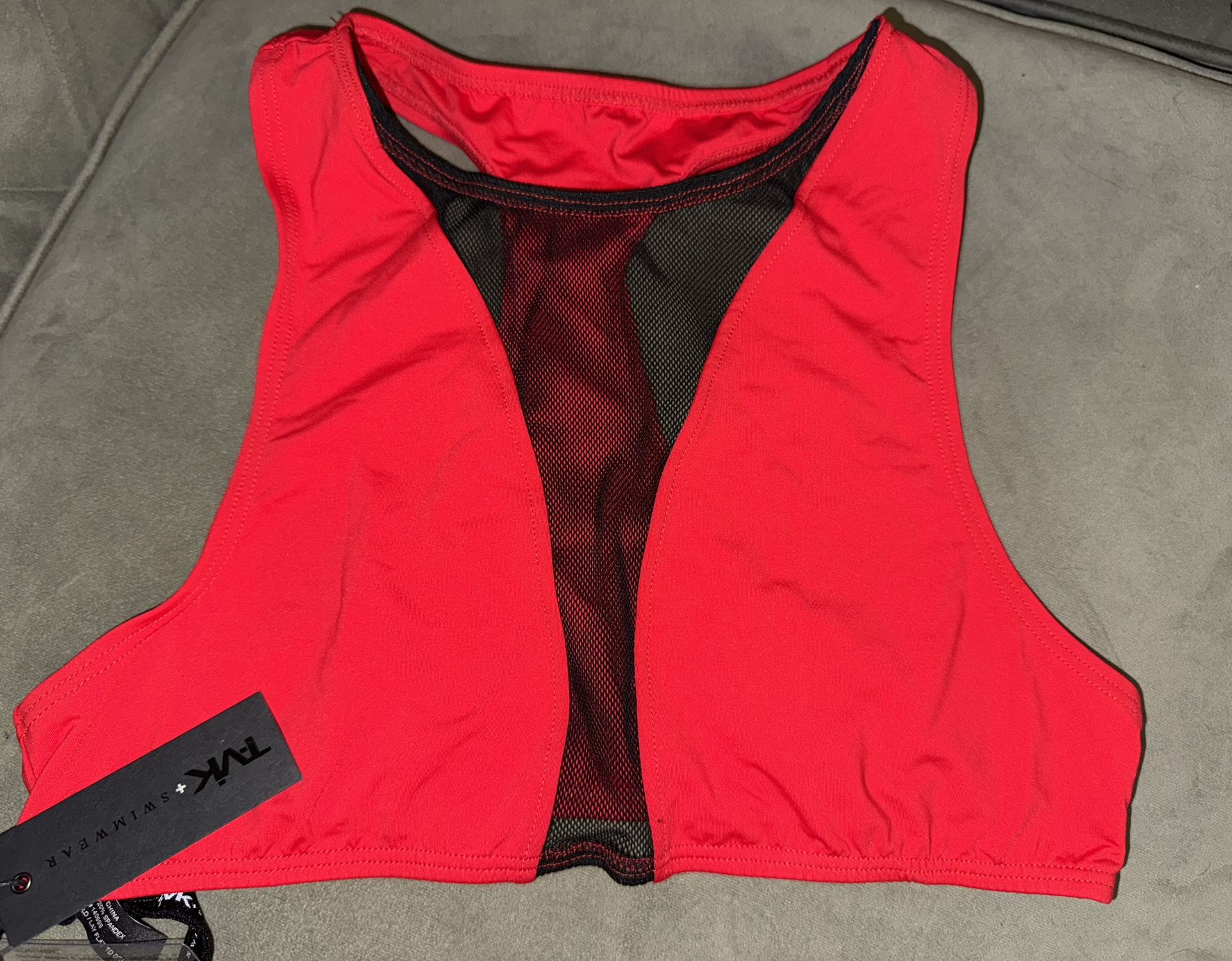 Tavik swimwear bikini top size M red with black mesh New