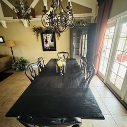 Wood Dining Table And Hutch