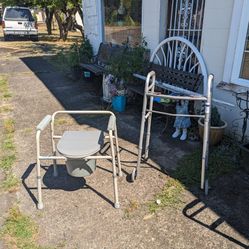 Walkers, Shower Chair,  Adult Potty Chair And Lifted Toilet Riser 