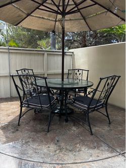 Patio set glass table with chairs