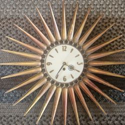 1950s Mid Century Modern Starburst Clock 