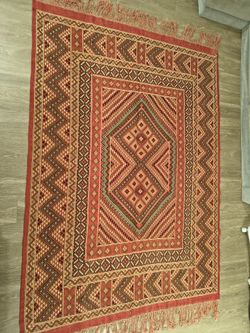 Large Floor Kilim Rug 100% Wool Handmade In North Africa 92x65