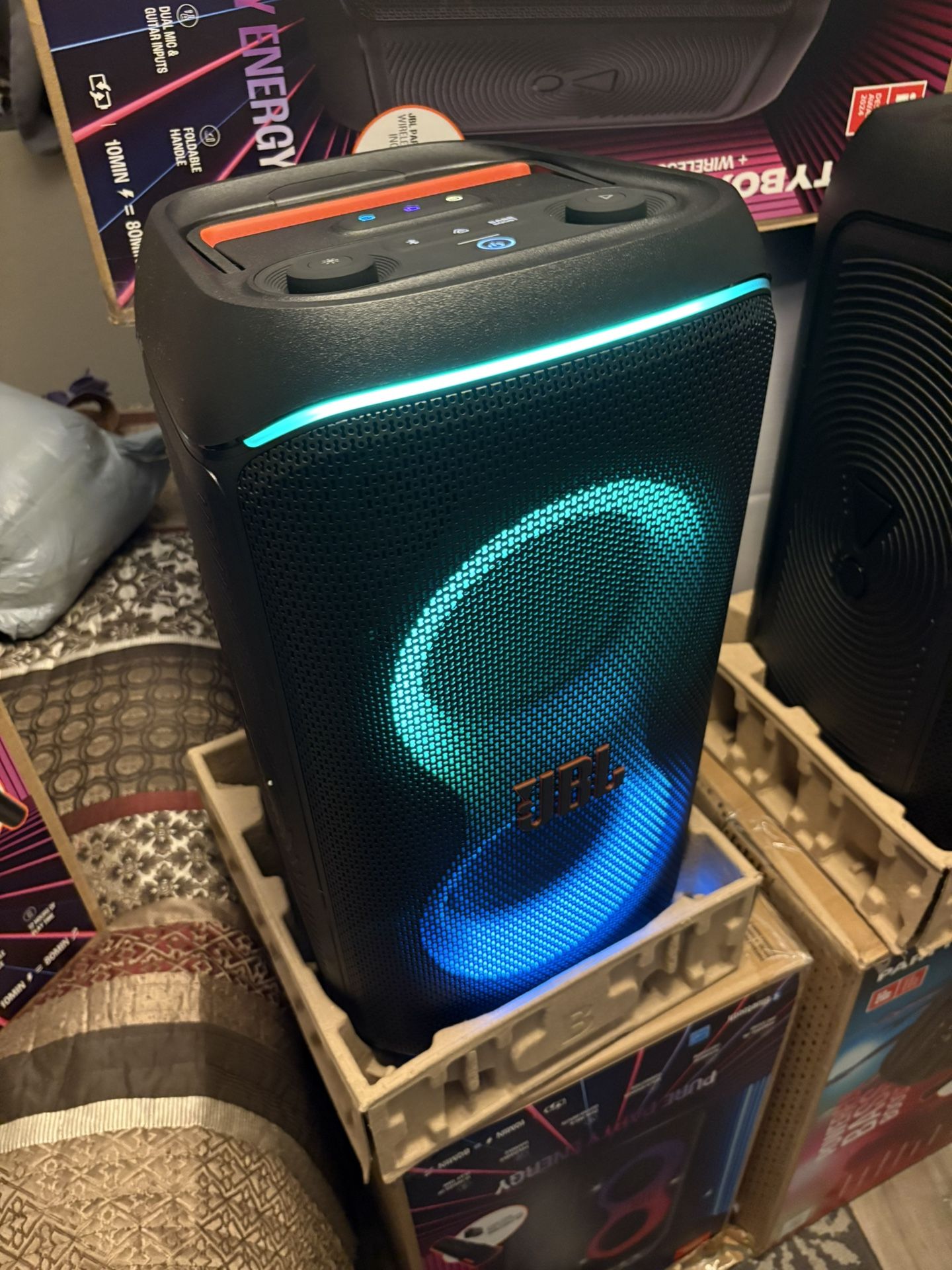 JBL By Harman PartyBox 120 Portable Bluetooth Speaker – 160W Power, Wireless Microphone, and Vibrant Party Lights