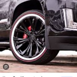VOGUE TYRE CUSTOM BUILT RADIAL XIII SCT RED STRIPE WHITE WALLS SET OF FOUR ESCALADE SUV OLD SCHOOL