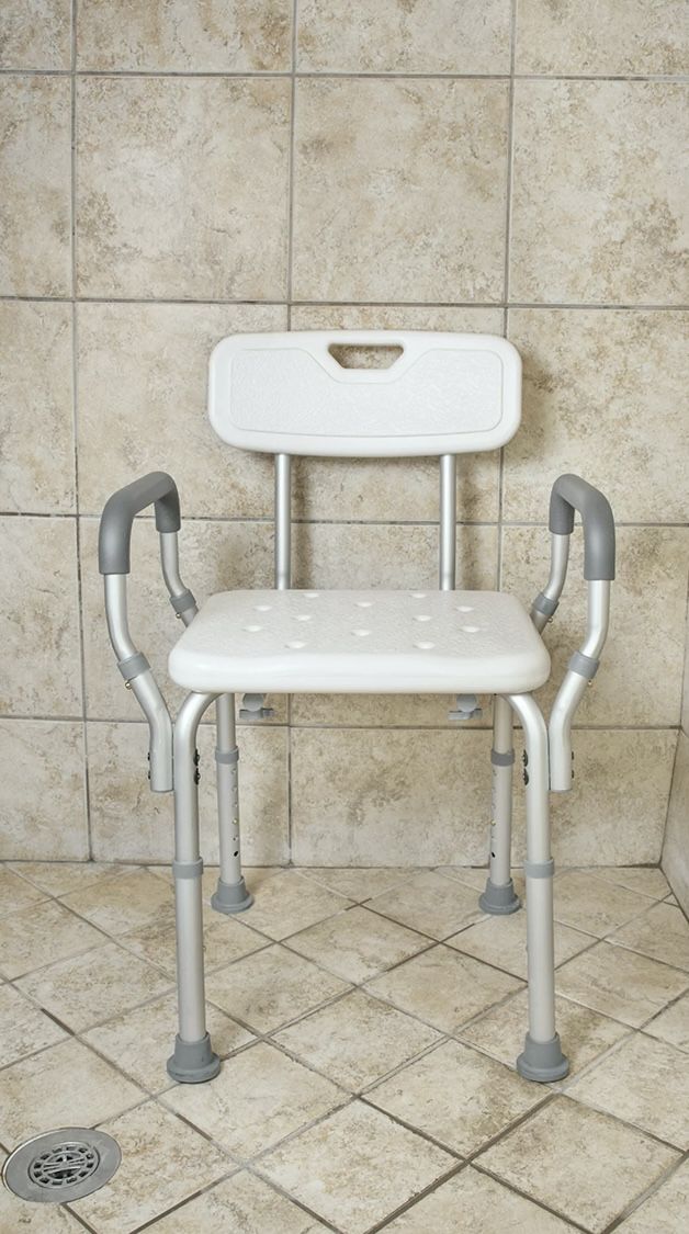 Essential Medical Supply Height Adjustable Molded Shower Chair with Padded Arms & Back