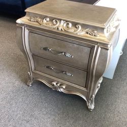 Roma 31'' Tall 2 - Drawer Nightstand in Antique Silver