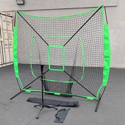 (NEW) $75 Baseball Softball (7x7’ Net & Ball Tee Set) Practice Hitting & Pitching Net w/ Carry Bag