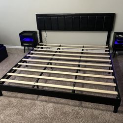 King Bed Frame With LED Lights