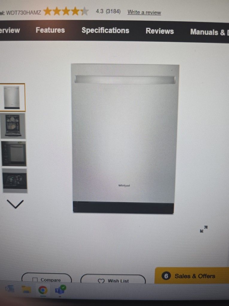 Whirlpool Quiet Dishwasher With 3rd Rack Model: WDT730HAMZ