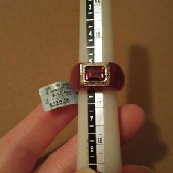 Women's Genuine Jade, Garnet, Diamond, and 10kt White Gold