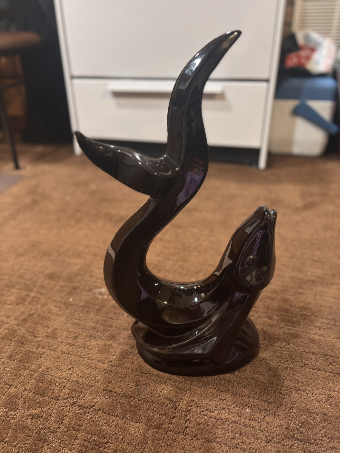 Vintage Haeger Large Black Fish Sculpture 19" MCM