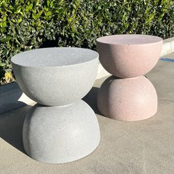 New In Box $35 Each Glitzhome 17.75 Inch Tall 15.75 “ Diameter Multi-Functional MGO Faux Terrazzo Gray Black Or Sand Garden Stool Planter Stand Accent
