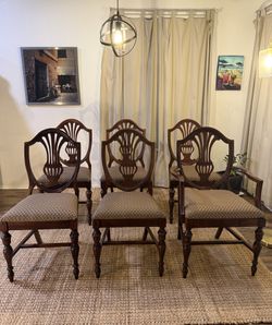 Hepplewhite shield back solid mahogany dining chairs