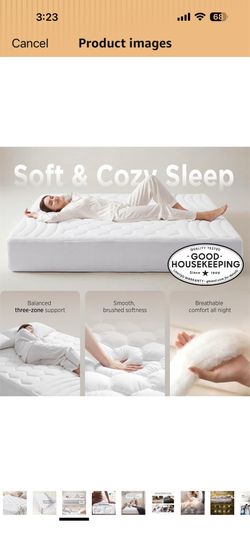 Bedsure Queen Mattress Pad - Quilted Fitted Mattress Topper Protector with 8-21 Inches Deep Pocket, Noiseless Breathable Bed Cover Padded, Machine Was