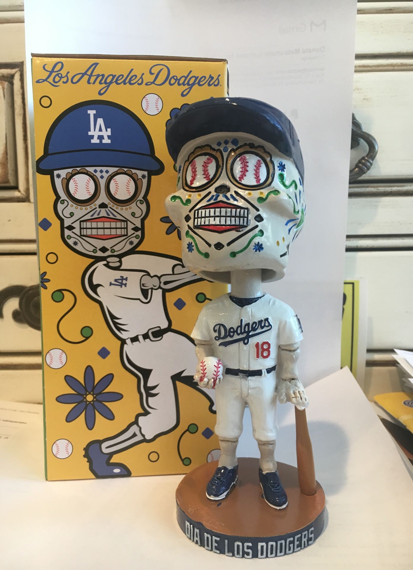 LA Dodgers dia de Los muertos sugar skull Bobblehead for Sale in