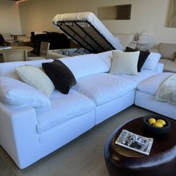 ☁️Cloud Modular Sofa Couch + Reversible Chaise Ottoman | Deep Seat, Washable, Modern Design-RH Style