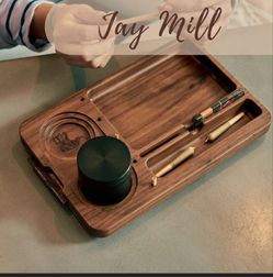 Custom Wooden Rolling Tray 100% Black Walnut