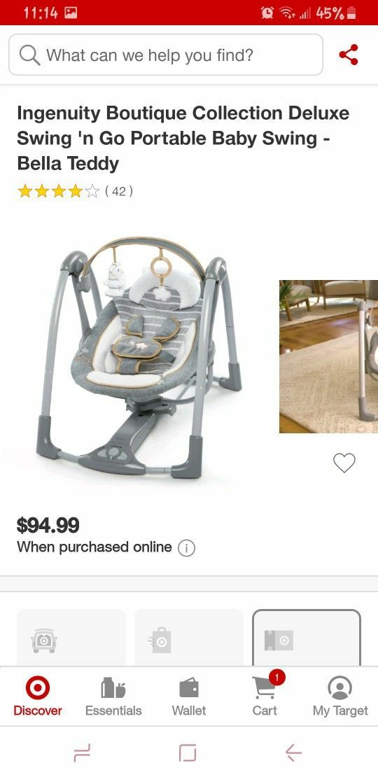 Ingenuity Boutique Collection Swing 'n Go Portable Swing - Bella Teddy