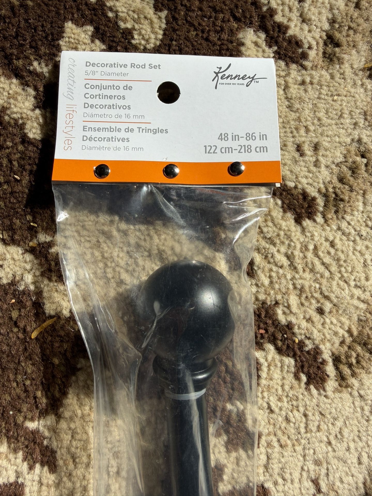 10 Available - $10 Each Kenney Chelsea Ball End Window Curtain Rod - Adjustable for Windows 48 to 86 Inches