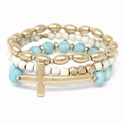 *SALE*  GIFT 🎁 * Multi Strand Bead Cross Stretch Bracelet *See My Other 200 Items*