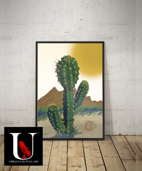 Big 24x36 Framed Art Print Saguaro Cactus