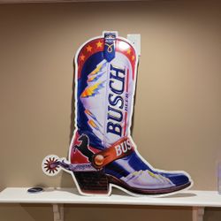 1994 - BIG 36” Cowboy Boot Busch Beer Metal Sign